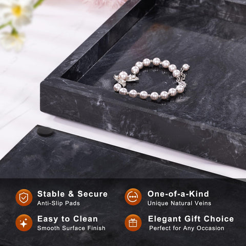 Homaura marble tray highlights unique veins for stylish jewelry display