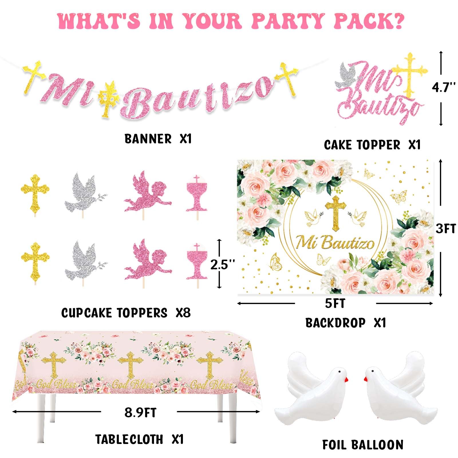 Hombae Mi Bautizo cupcake toppers decorate treats beautifully.
