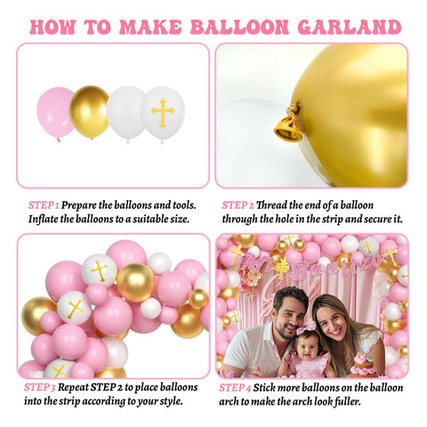 Hombae Mi Bautizo dove foil balloons add a luxe touch.