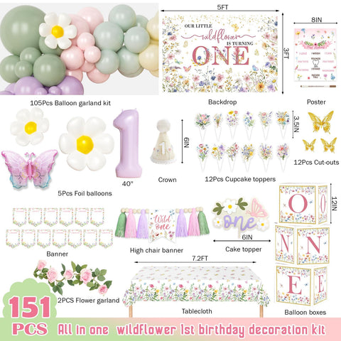 Hombae Wildflower floral backdrop sets a whimsical photo wall for the milestone