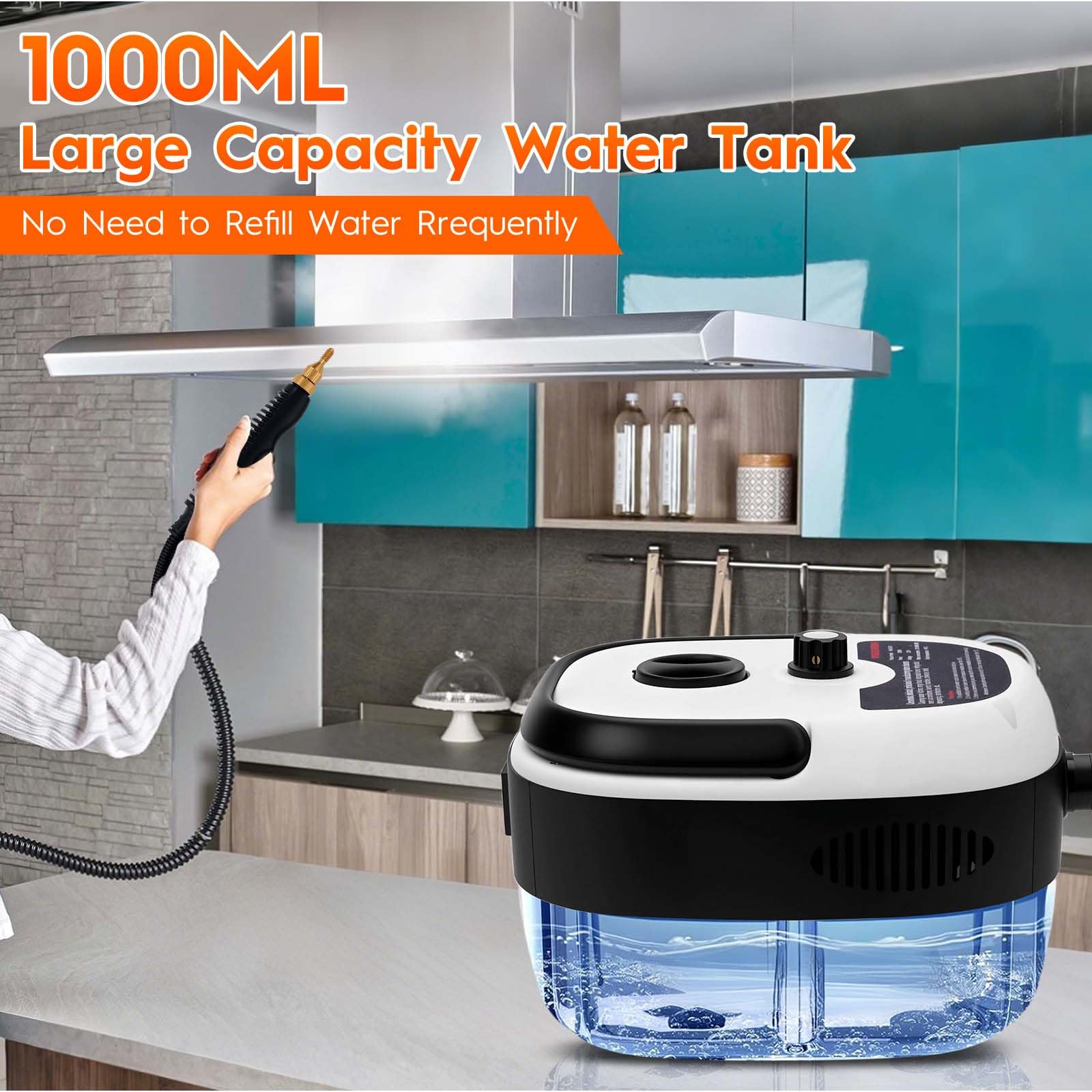 Hombasing steam cleaner 1L tank ready for longer cleaning sessions