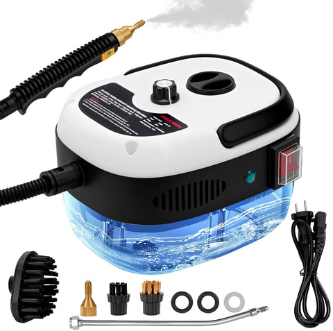Hombasing steam cleaner front view showing compact design for easy storage