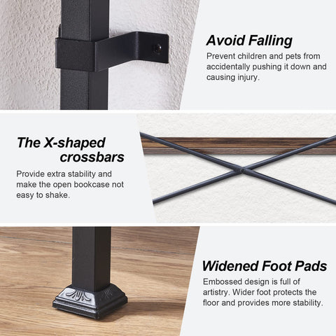 HOMBAZAAR 3-tier bookcase adjustable feet; level placement on uneven floors.