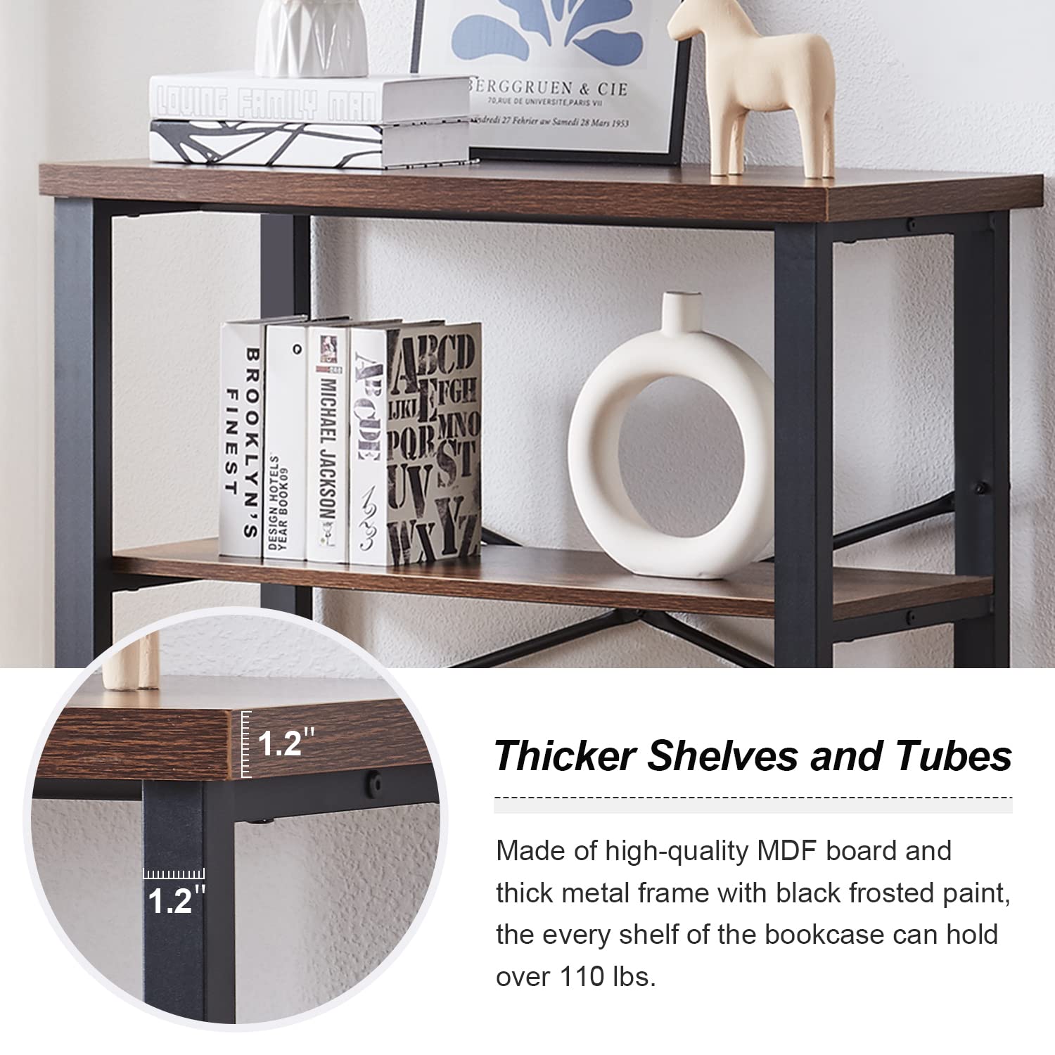 HOMBAZAAR 3-tier bookcase assembly guide; quick setup with clear steps.