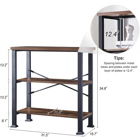 HOMBAZAAR 3-tier bookcase living room style; rustic industrial charm.