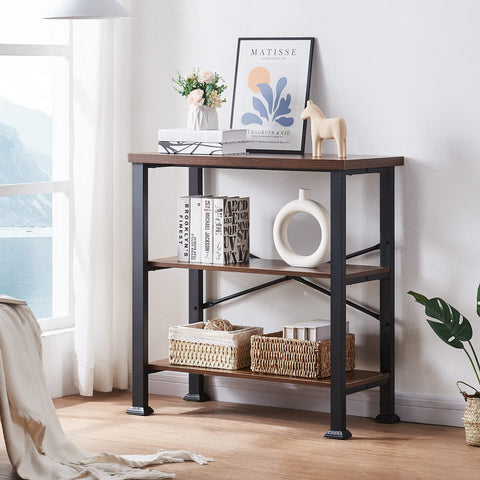 HOMBAZAAR 3-tier bookcase open shelves; versatile organization for books and decor.