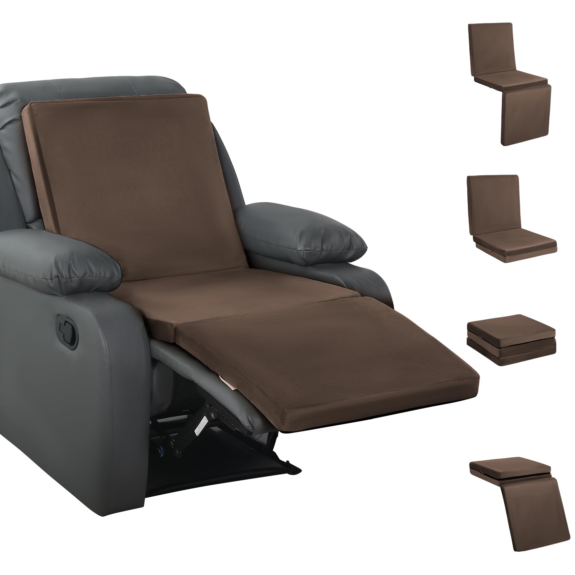 HOMBYS 3-in-1 recliner cushion front view with full coverage for enhanced comfort.