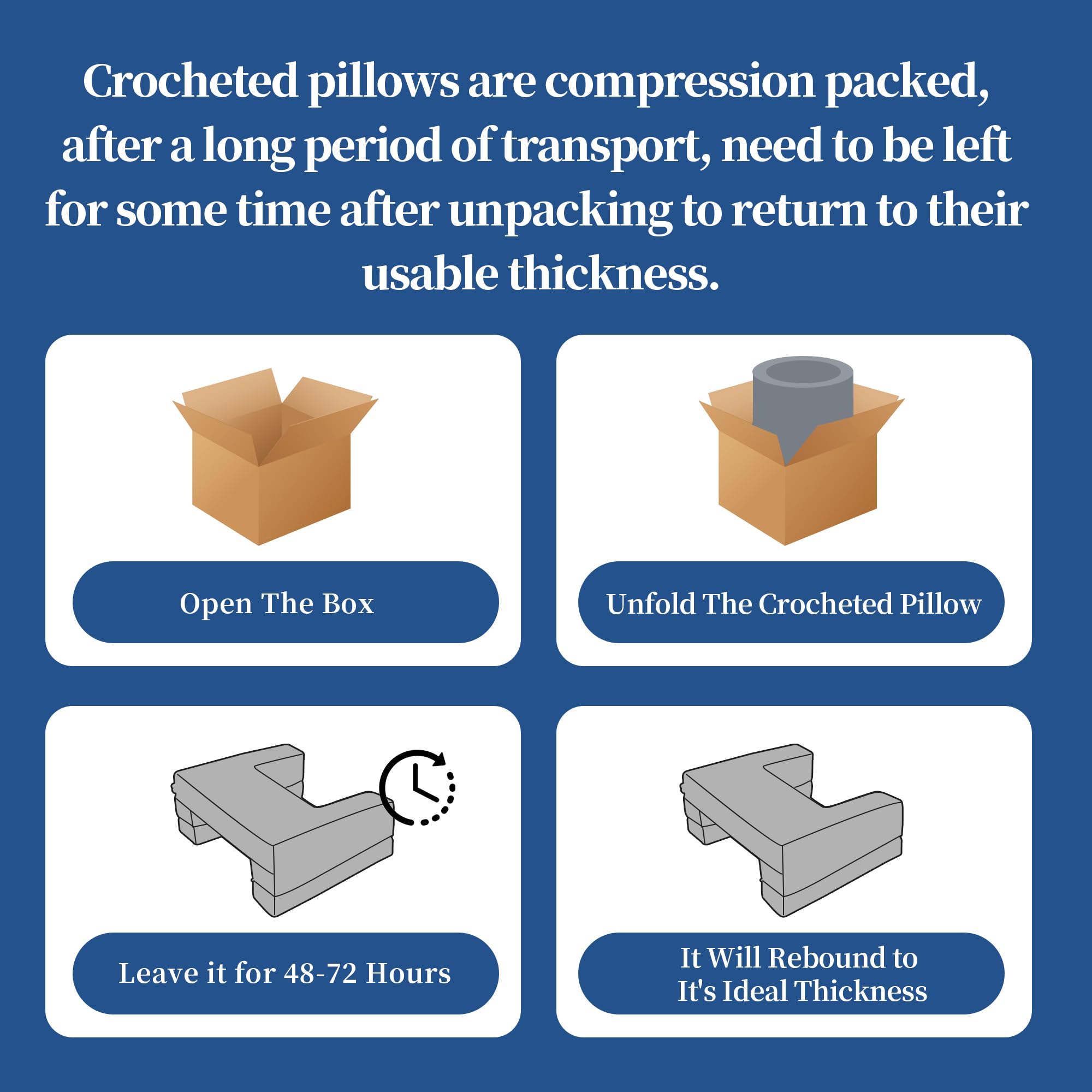 HOMBYS compressed pillow arrives ready to unfold and shape.