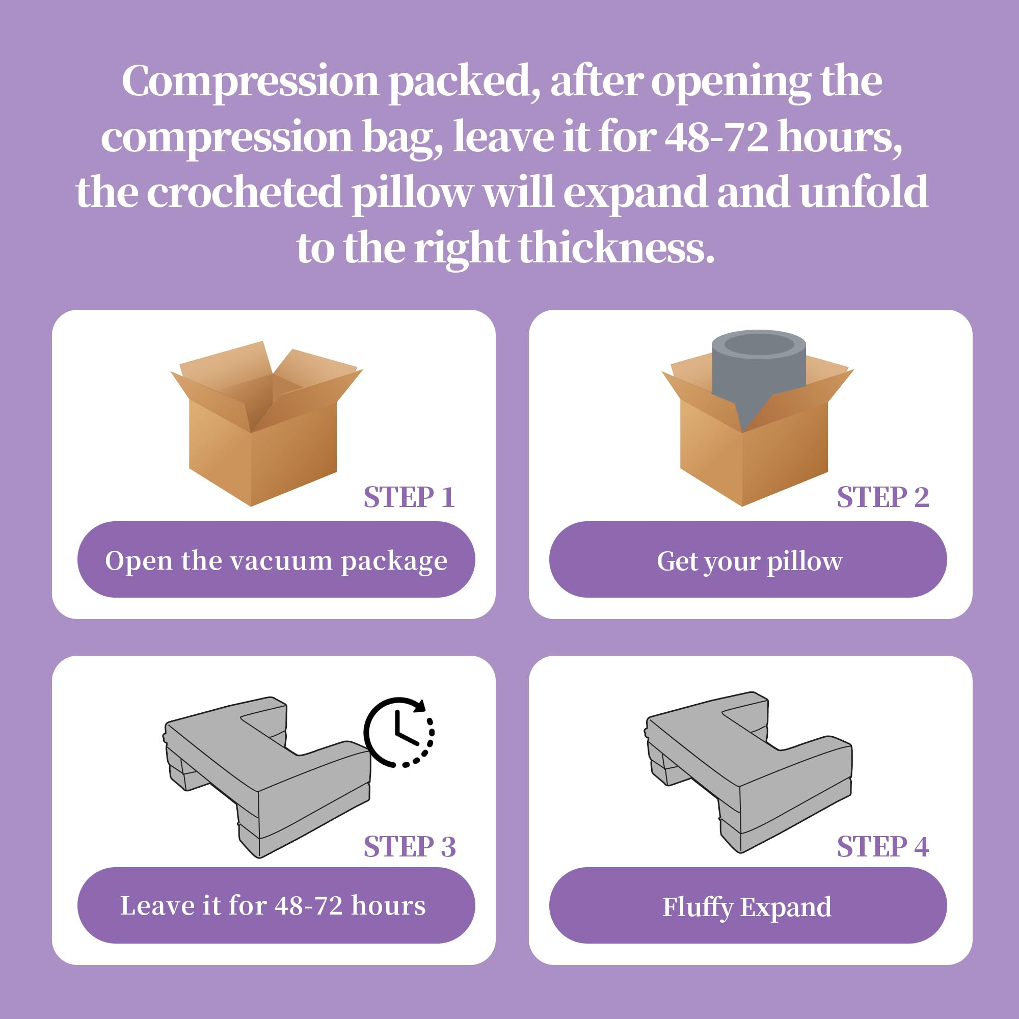 HOMBYS foam pillow comes compressed; expands to full thickness after unpacking