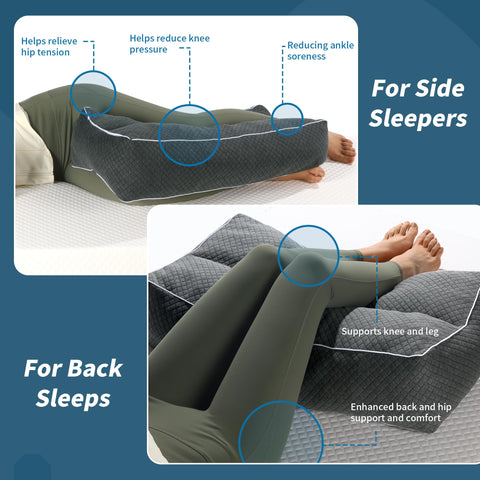 HOMBYS full-length knee pillow aids spine alignment for a restful sleep.