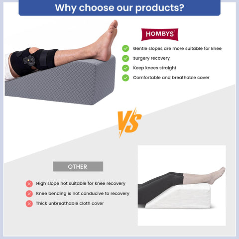 HOMBYS leg elevation pillow with ergonomic contour follows leg curves for targeted comfort