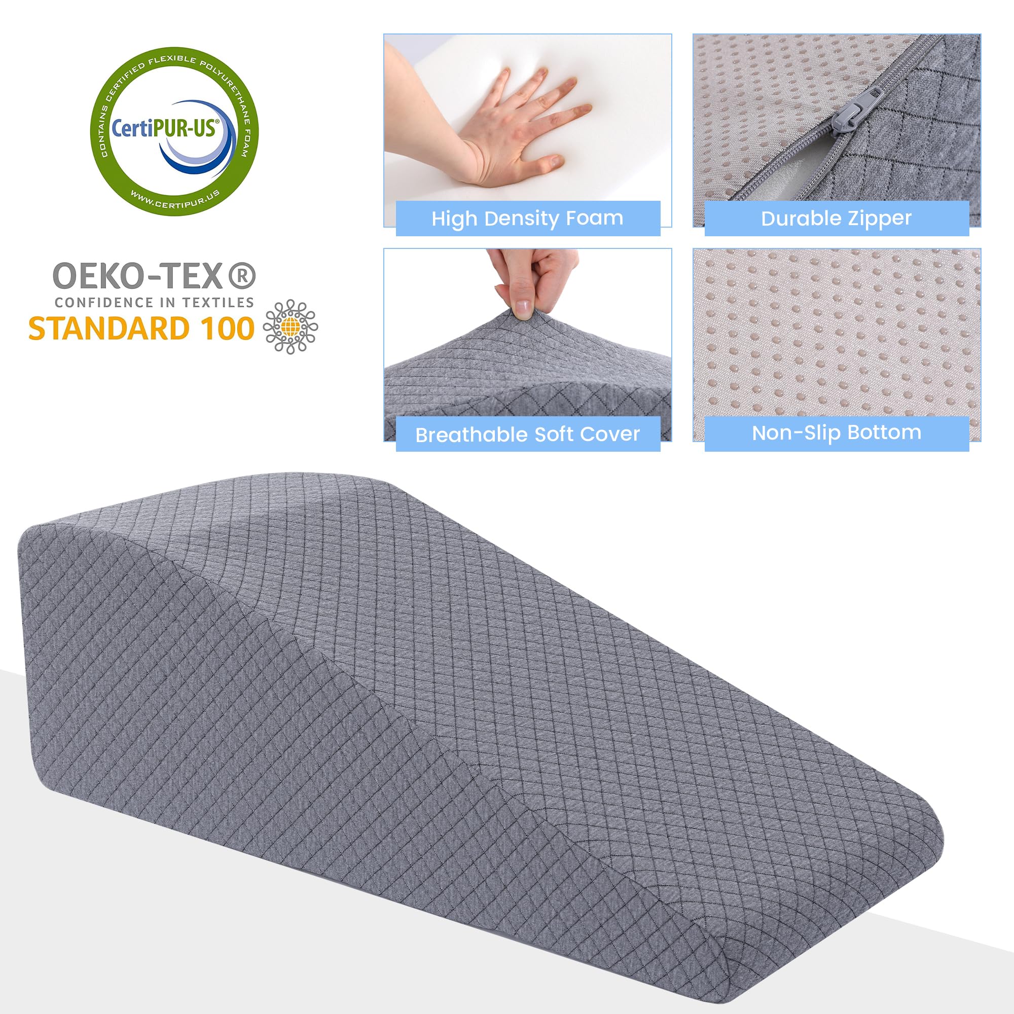 HOMBYS leg elevation pillow uses high-resilience foam for lasting shape