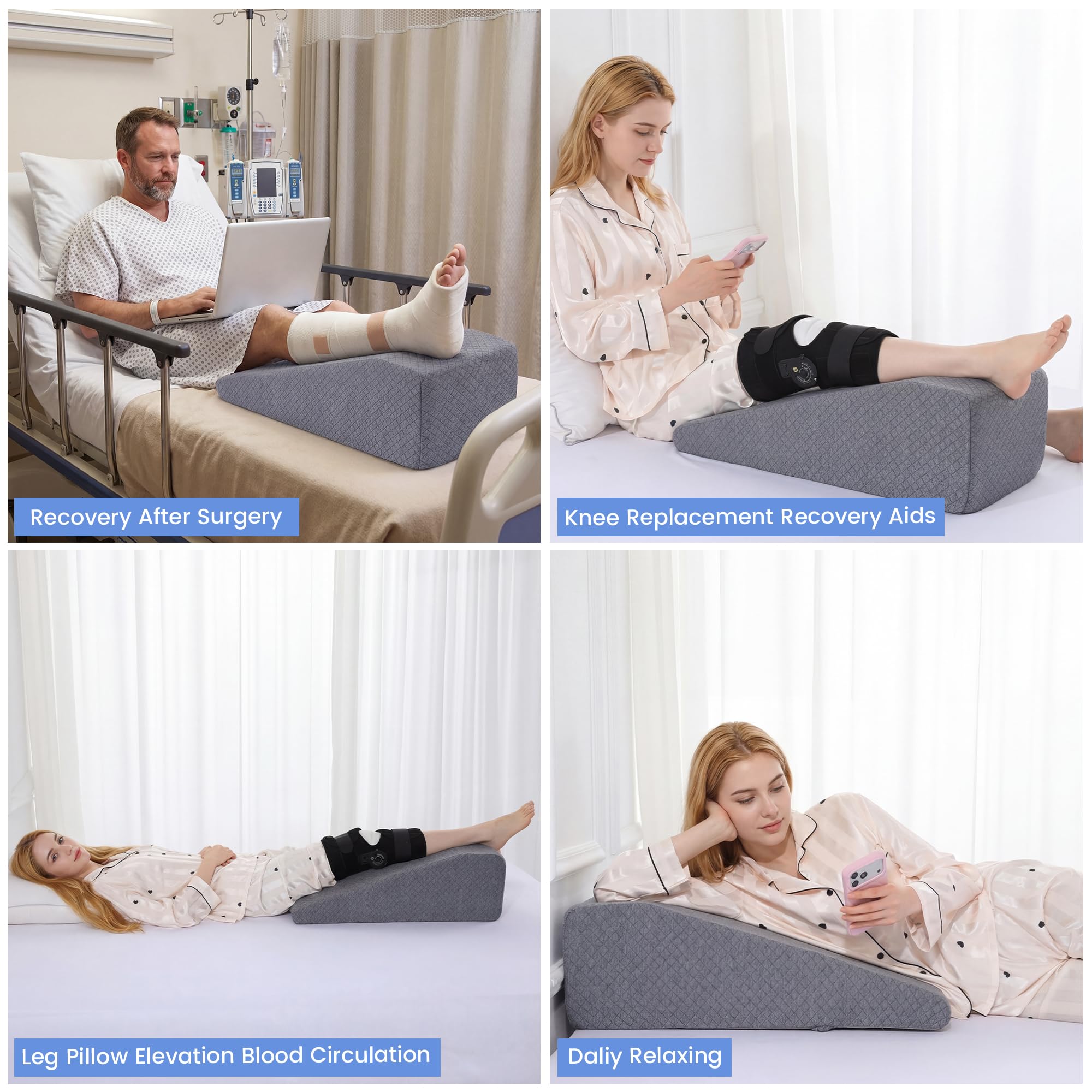 HOMBYS leg elevation pillow machine-washable cover simplifies cleanup