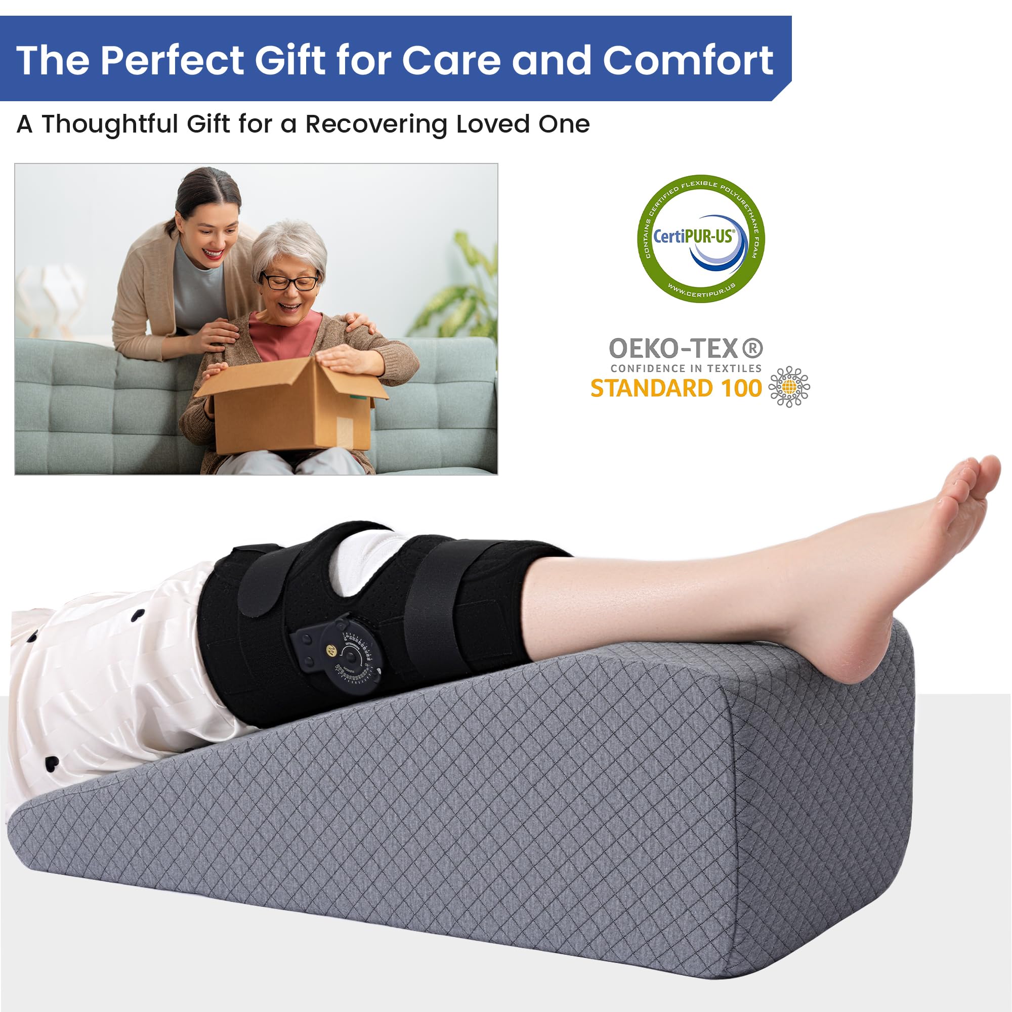 HOMBYS leg elevation pillow non-slip base keeps it secure on beds