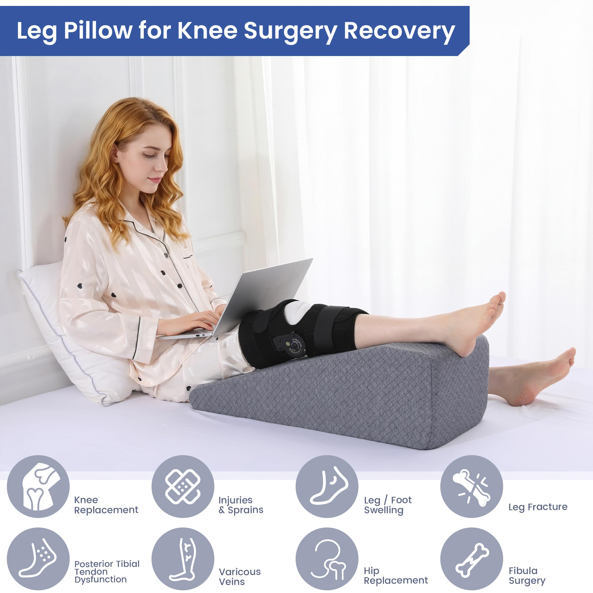 HOMBYS leg elevation pillow removable cover enables easy cleaning