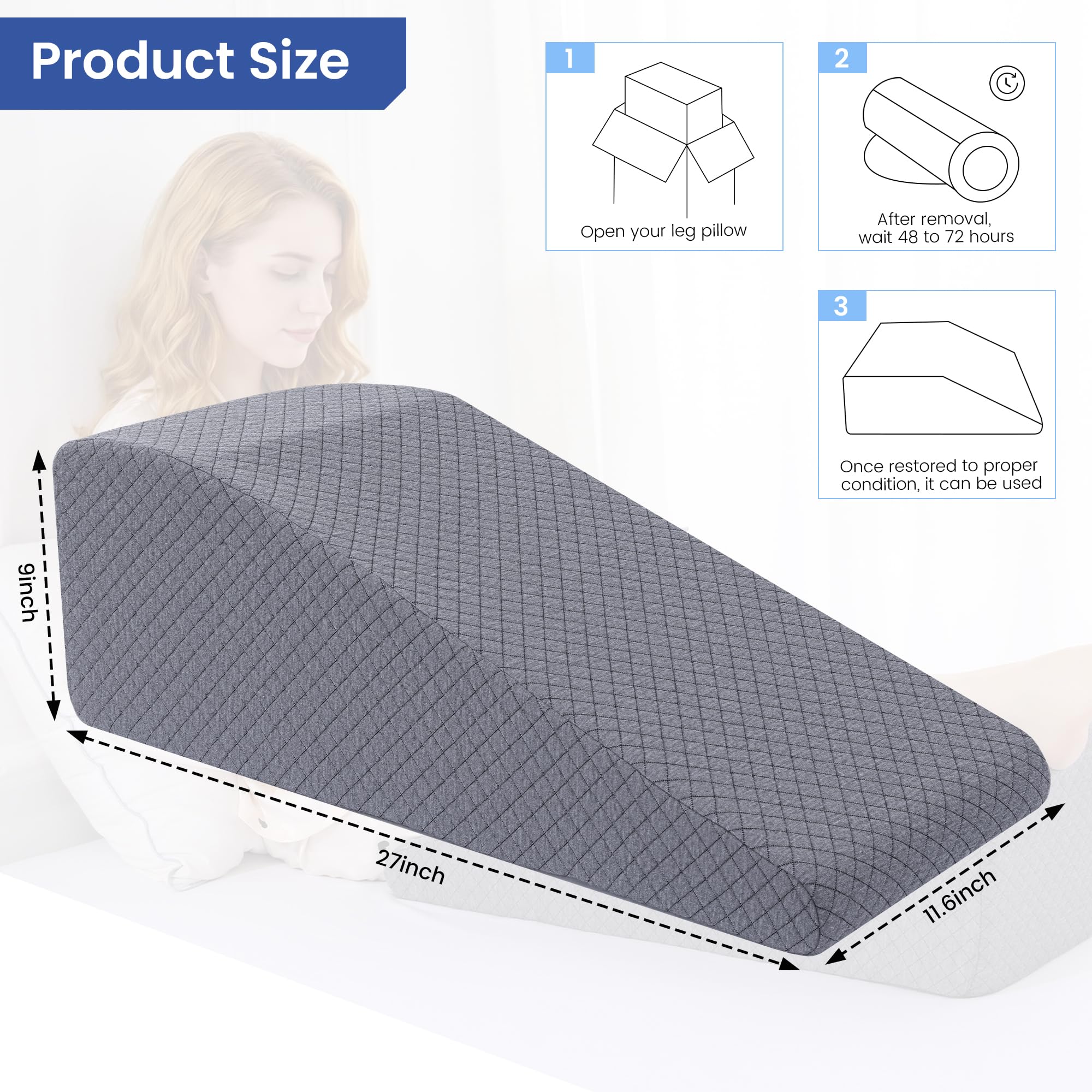 HOMBYS leg elevation pillow with stable single-layer height maintains a consistent position