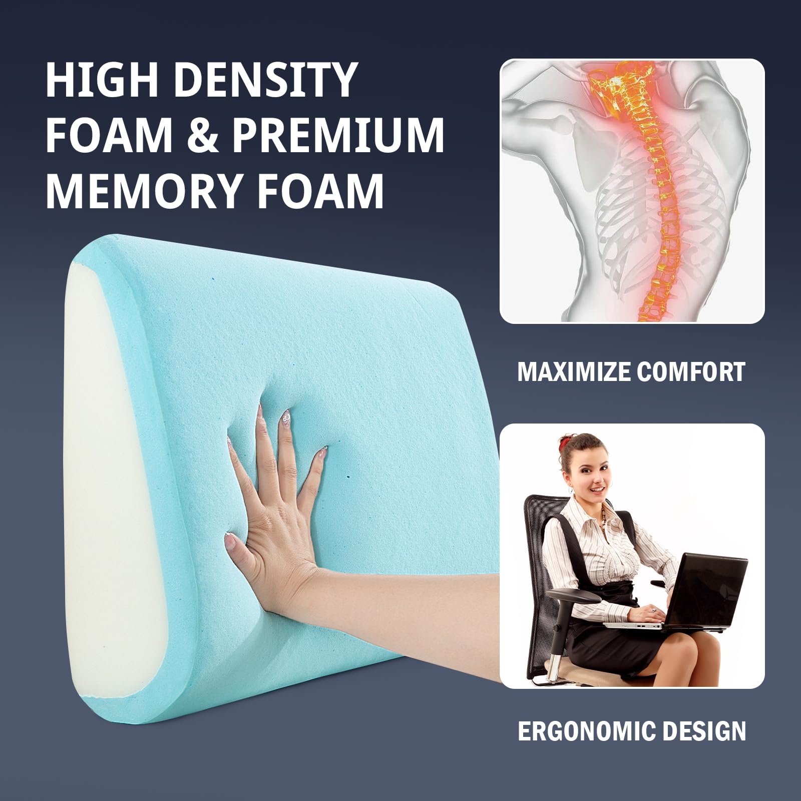 Pillow with adjustable straps secures to a recliner by HOMBYS