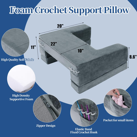 HOMBYS memory foam lap desk pillow providing firm support during crochet sessions.