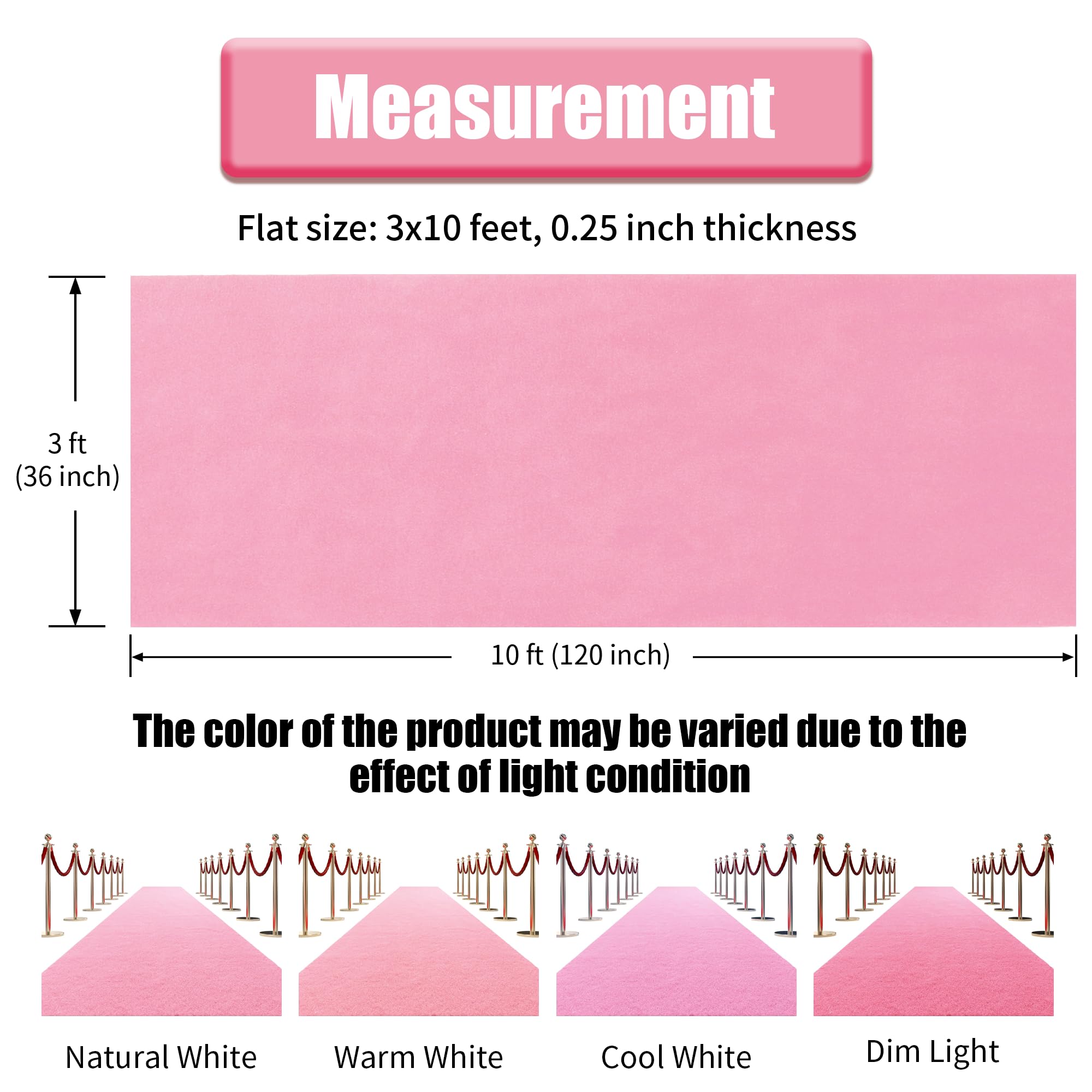 HOMBYS pink carpet runner with non-slip backing on a dance floor.