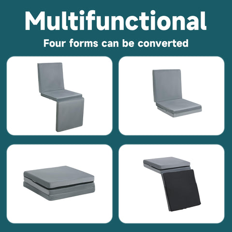 HOMBYS height-adjustable cushion shown unfolded and folded.