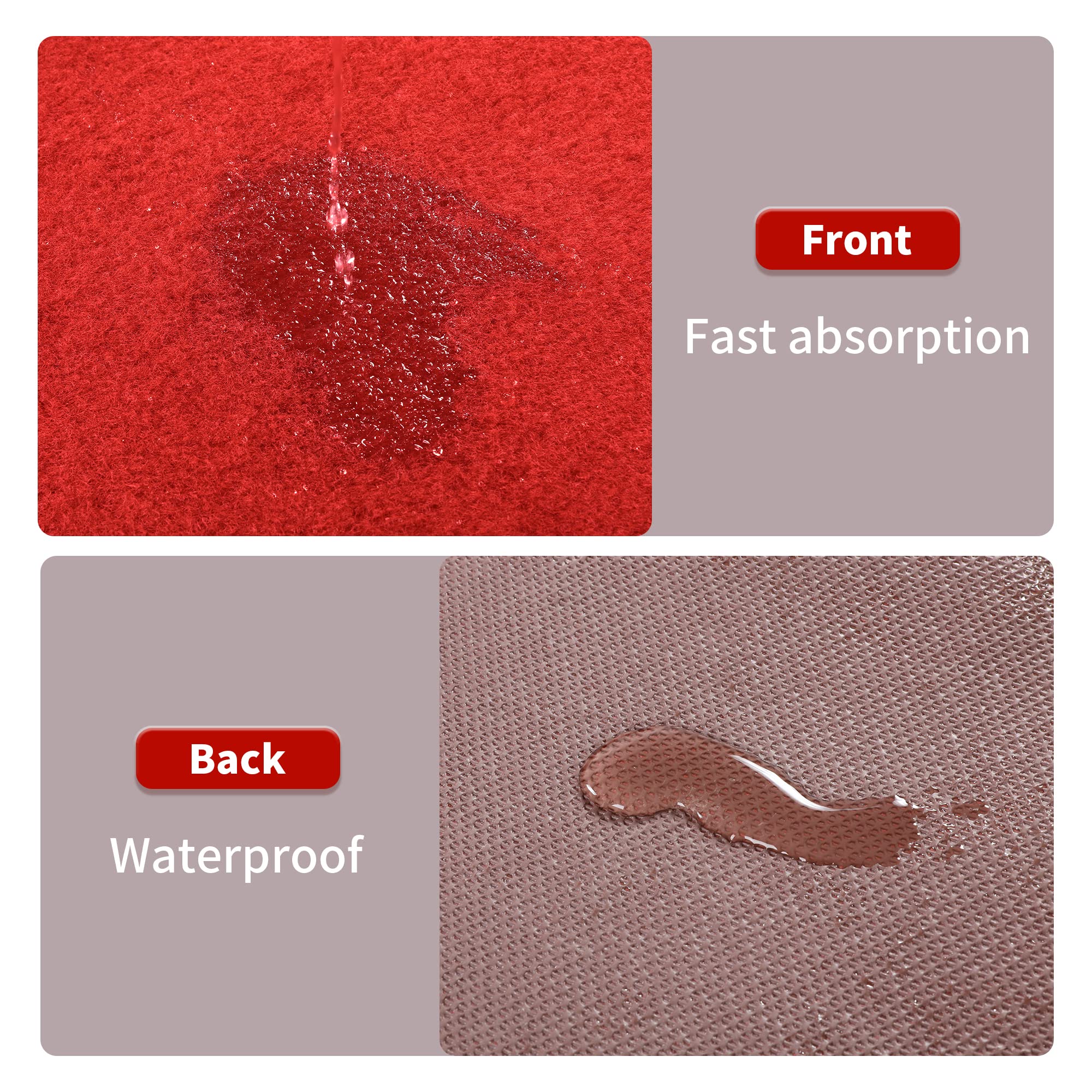 HOMBYS red carpet runner showing non-slip back securing it on the floor.