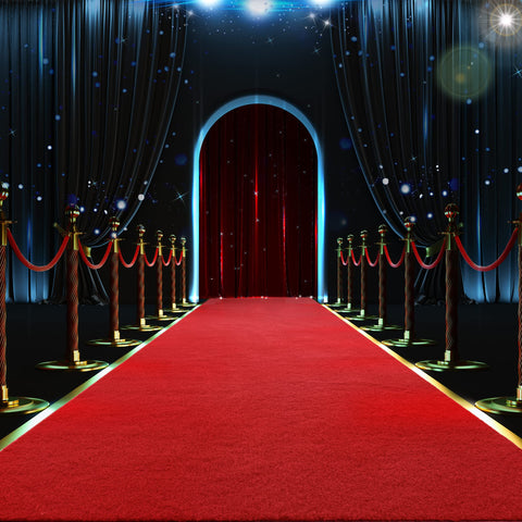HOMBYS red carpet runner at a VIP entrance with Hollywood-inspired ambiance.
