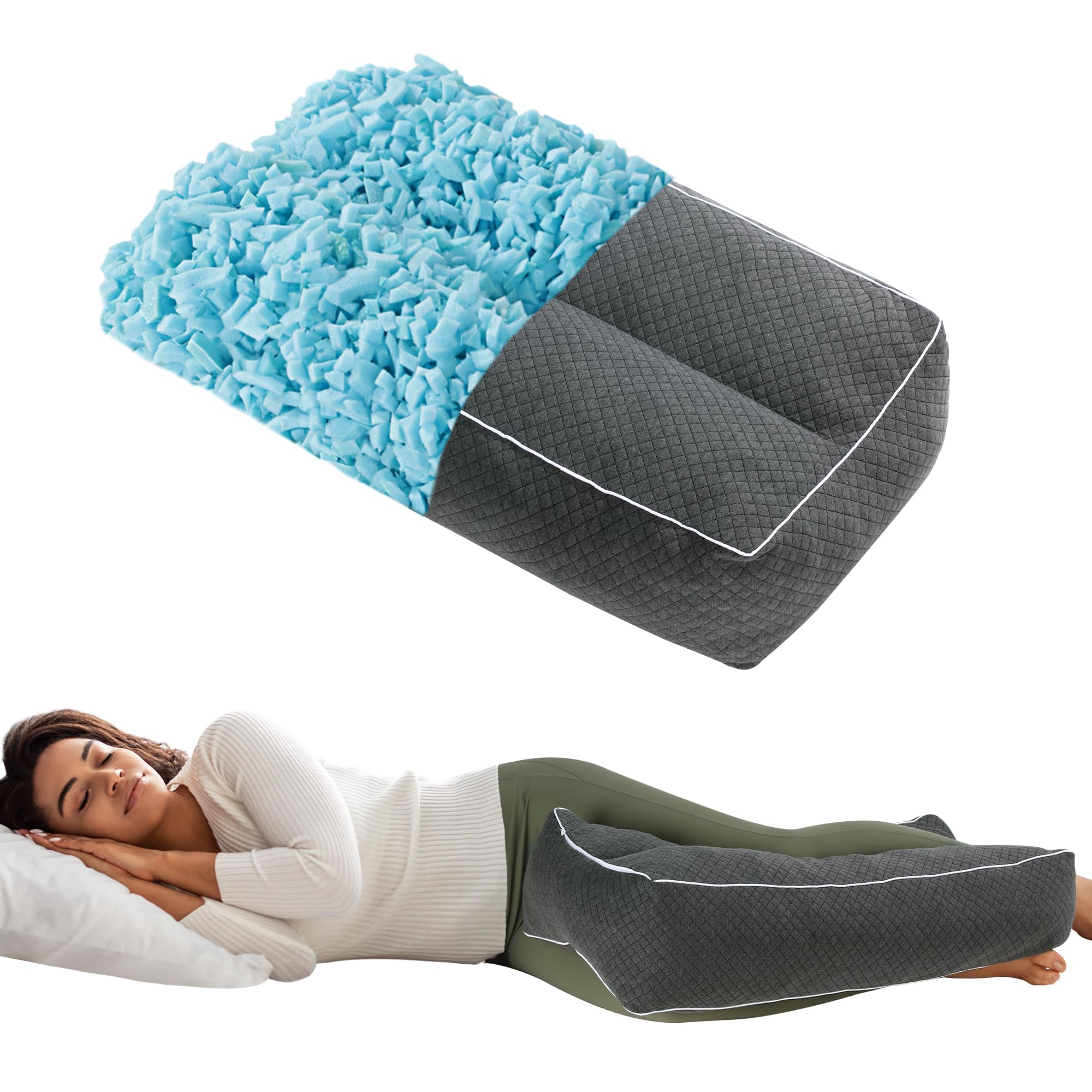 HOMBYS knee pillow between legs supports side sleepers for better hip alignment.
