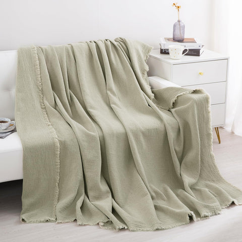 HOMBYS soft linen blanket adds a cozy layer to bed or couch.