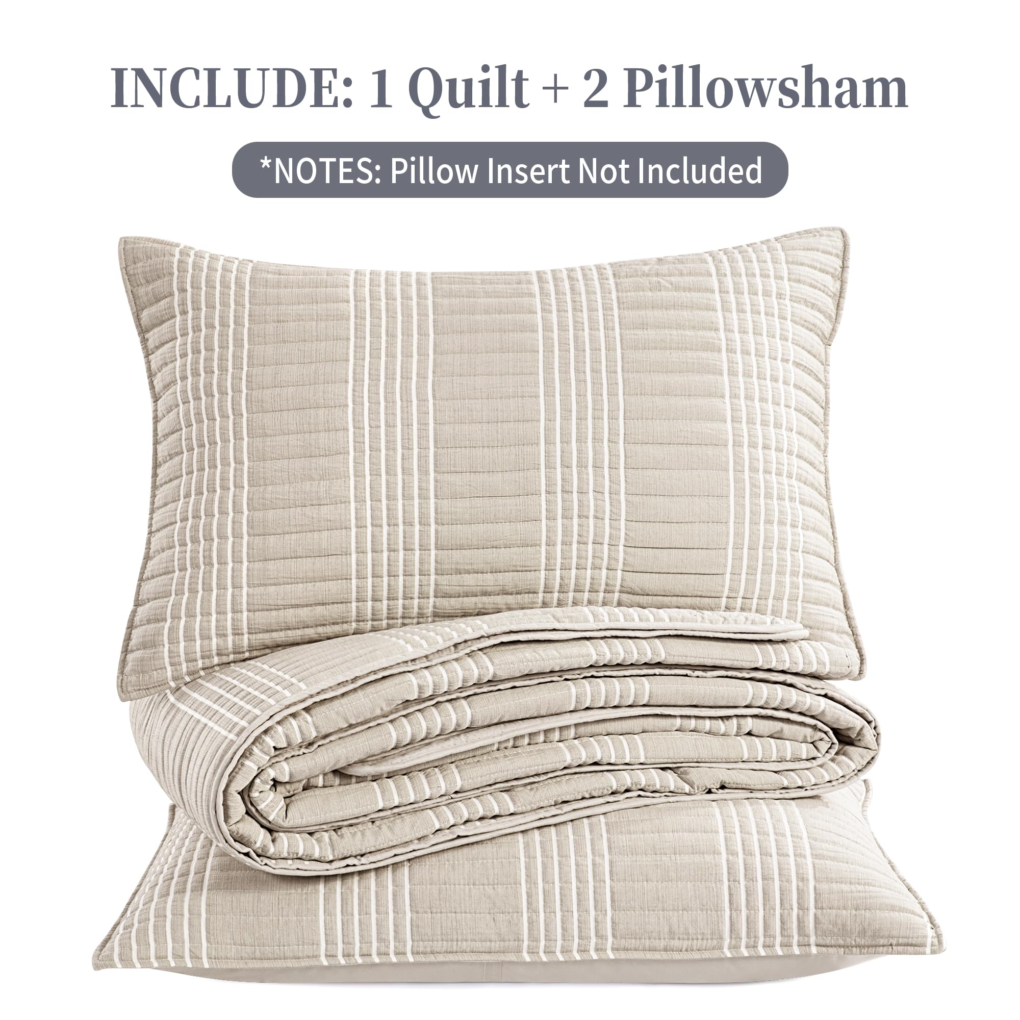 HOMBYS textured stripe bedding highlights multi-layer construction and durable stitching