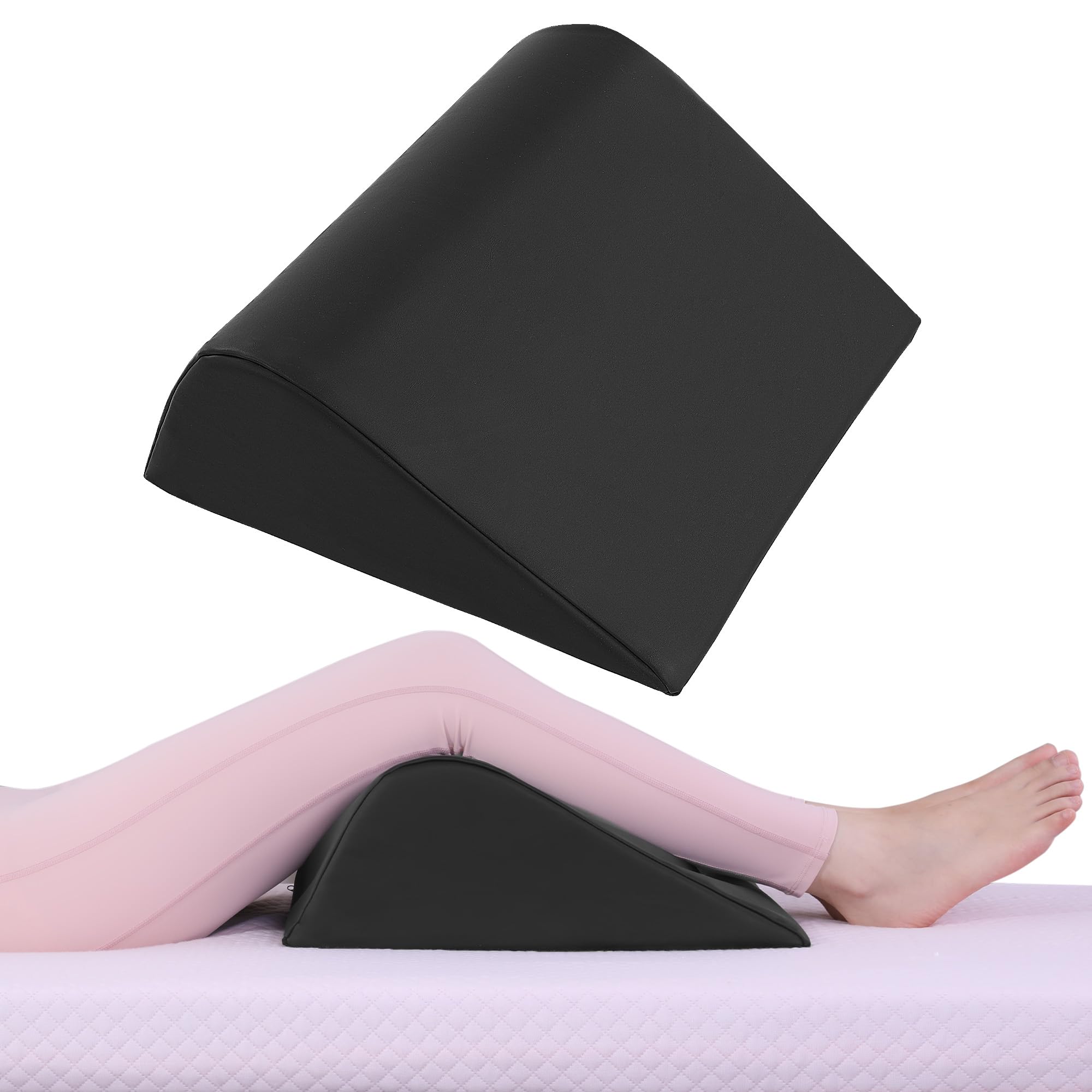 HOMBYS wedge bolster leg lift pillow provides stable leg support for sessions.