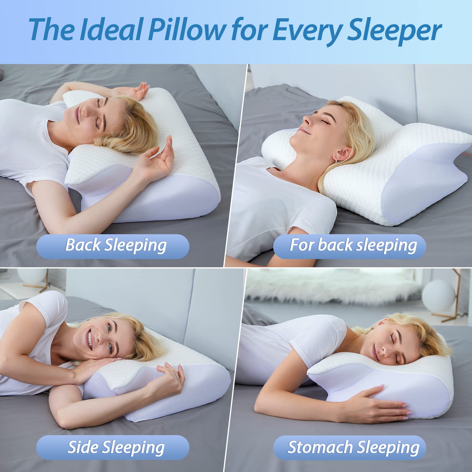 Homca memory foam pillow offers two height options for comfort.