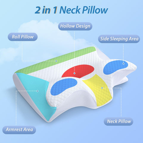 Homca neck pillow with ear hole design reduces friction.