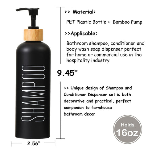 HOMCDALY 16oz body wash pump bottle in black, perfect for guest bathrooms.