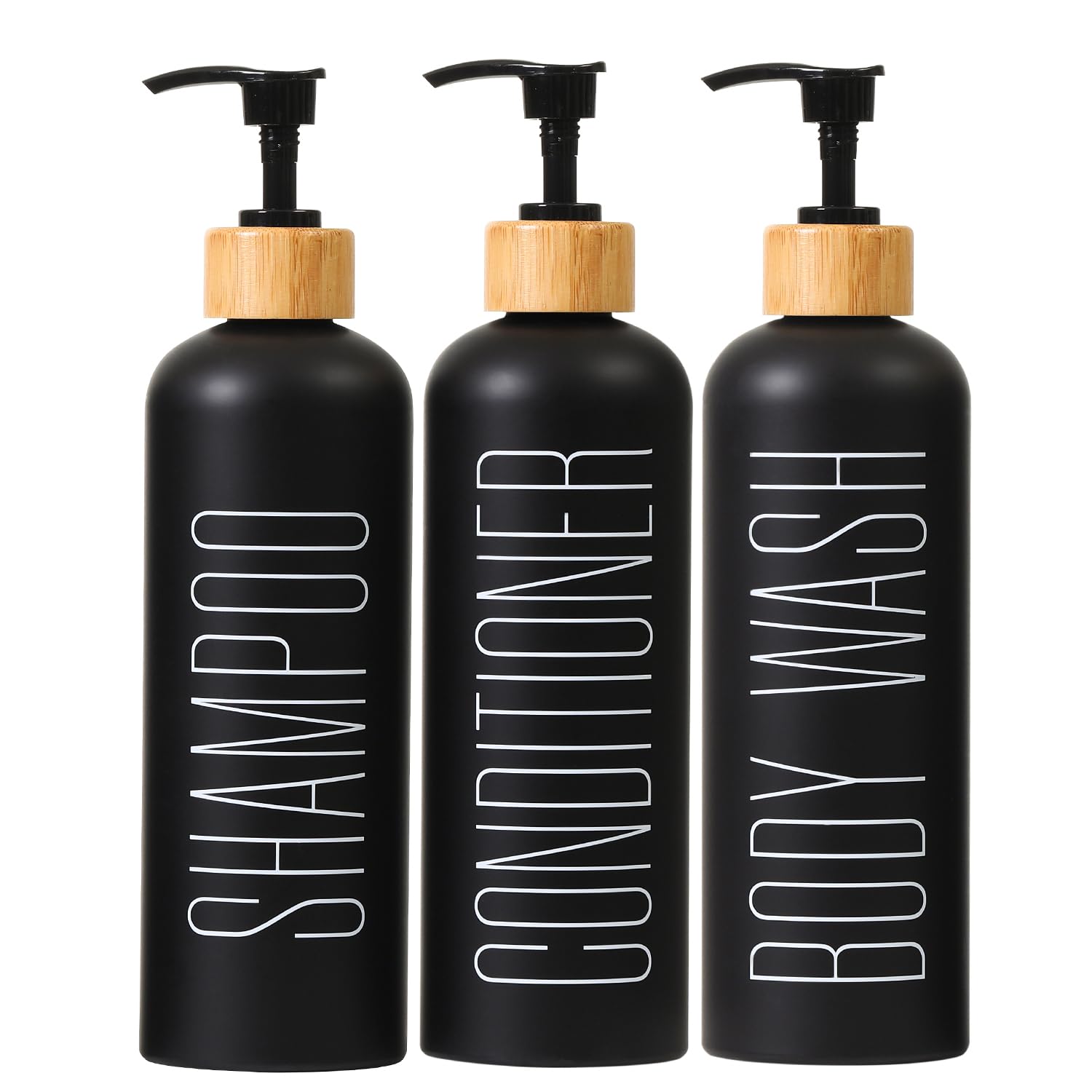 HOMCDALY 16oz shampoo pump bottle in black, ideal for organized showers.