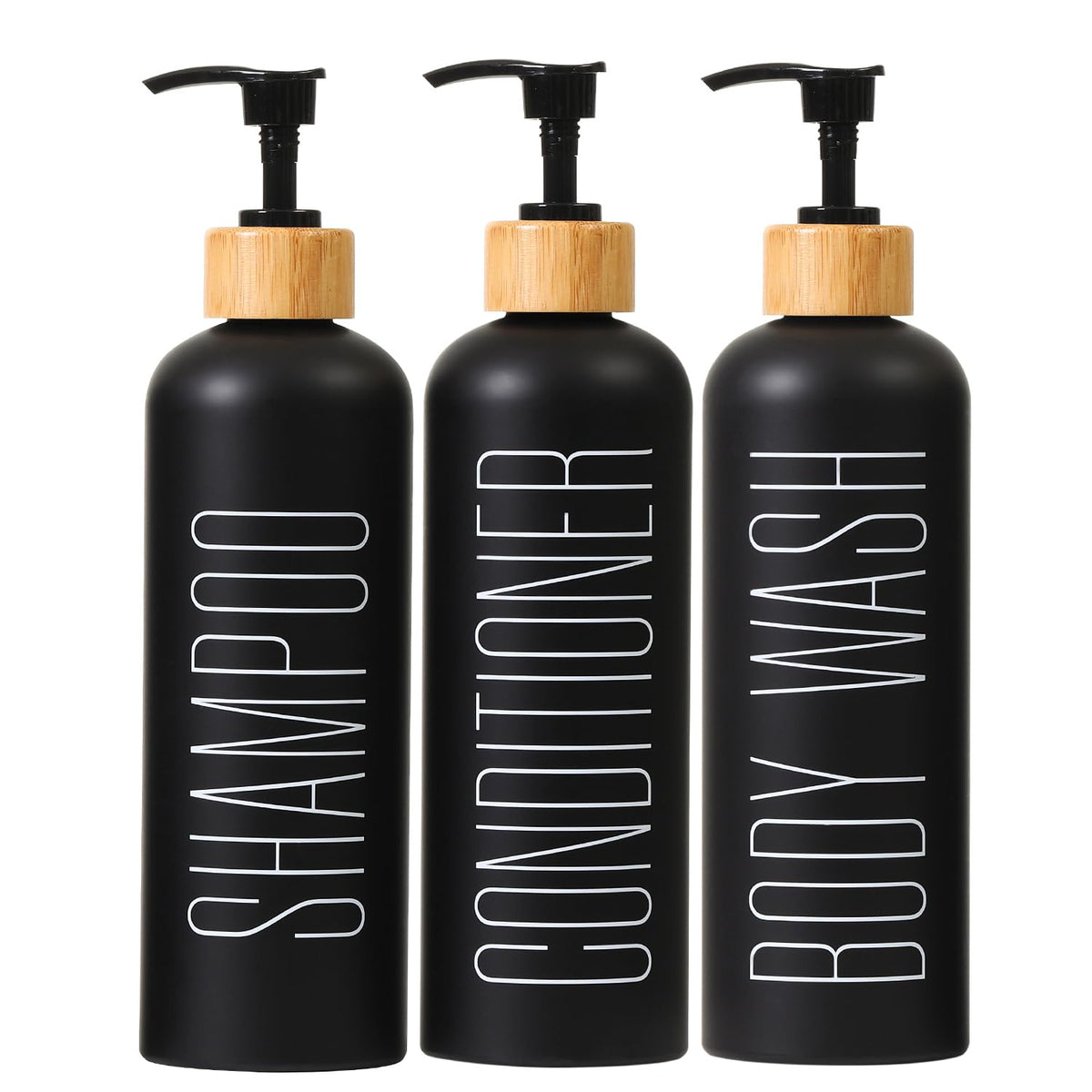 HOMCDALY 16oz shampoo pump bottle in black, ideal for organized showers.