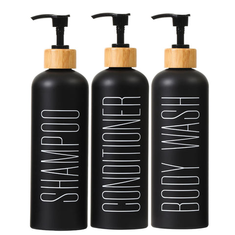 HOMCDALY 16oz shampoo pump bottle in black, ideal for organized showers.