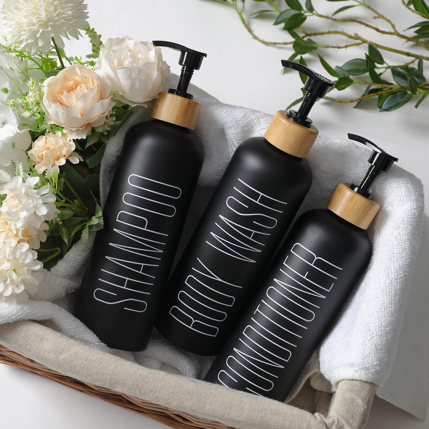 HOMCDALY minimalist black bathroom collection, matches modern decor.