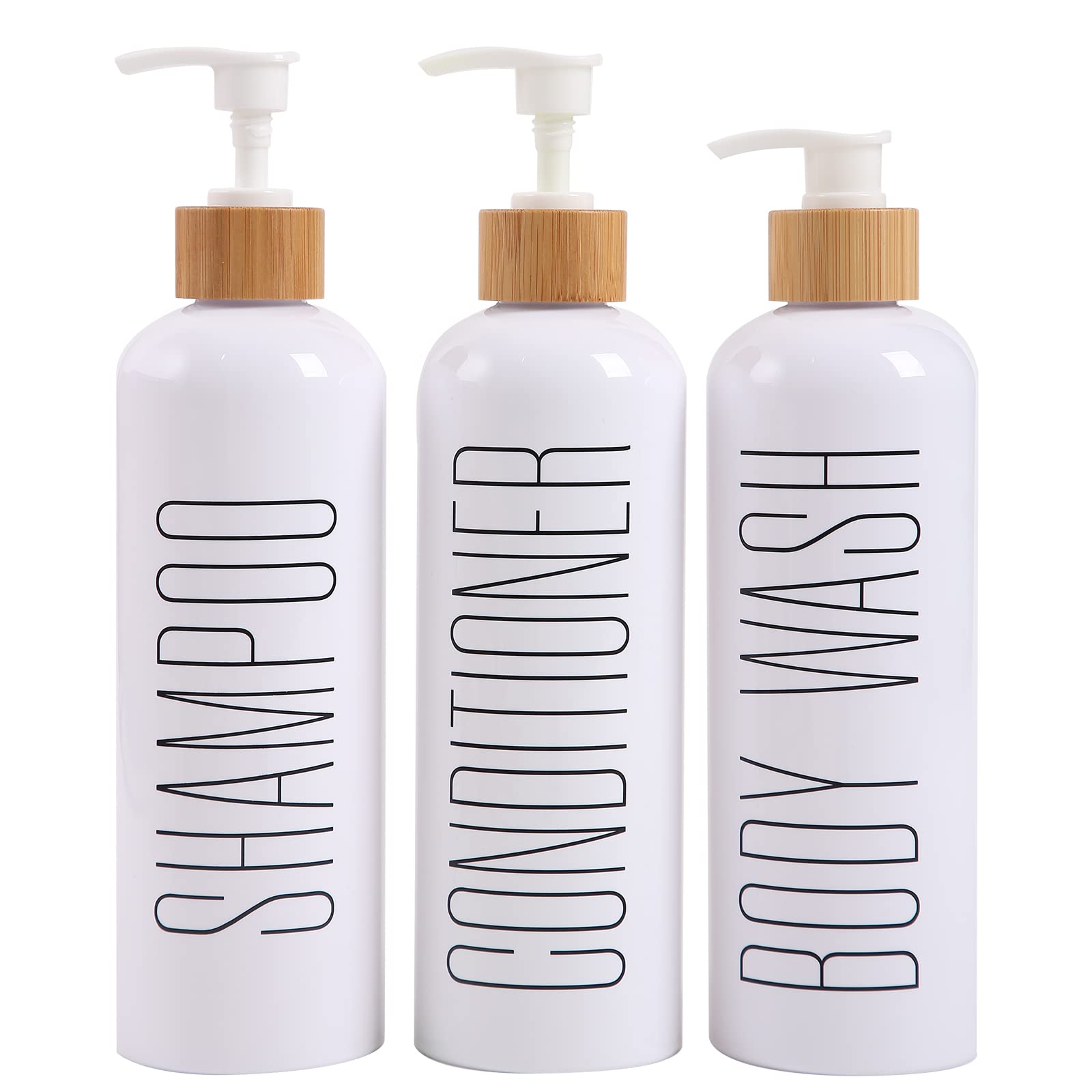 HOMCDALY shampoo dispenser 16oz trio set offers organized shower storage and easy access.