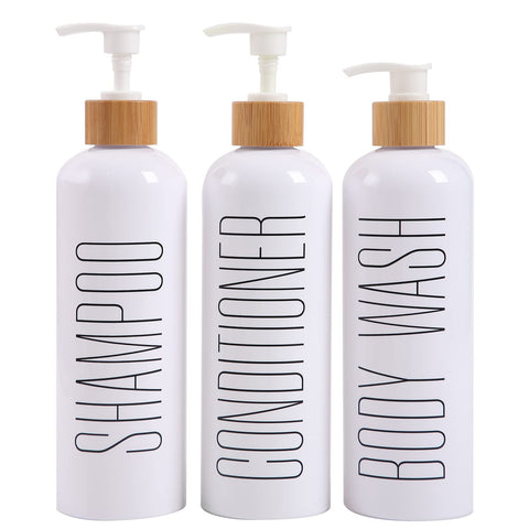 HOMCDALY shampoo dispenser 16oz trio set offers organized shower storage and easy access.