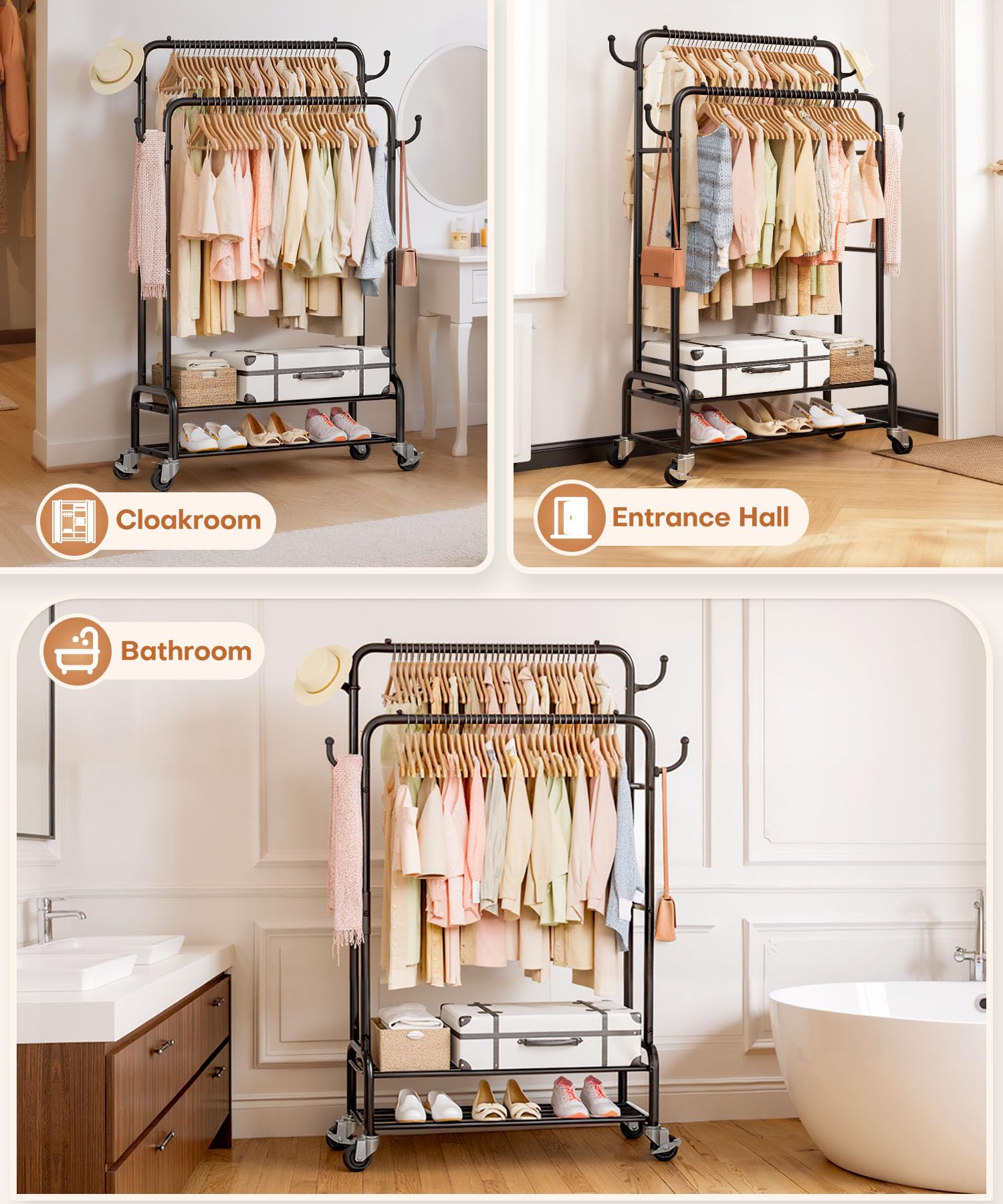 Homde heavy-duty clothes rack assembly kit included for quick, tool-assisted setup.