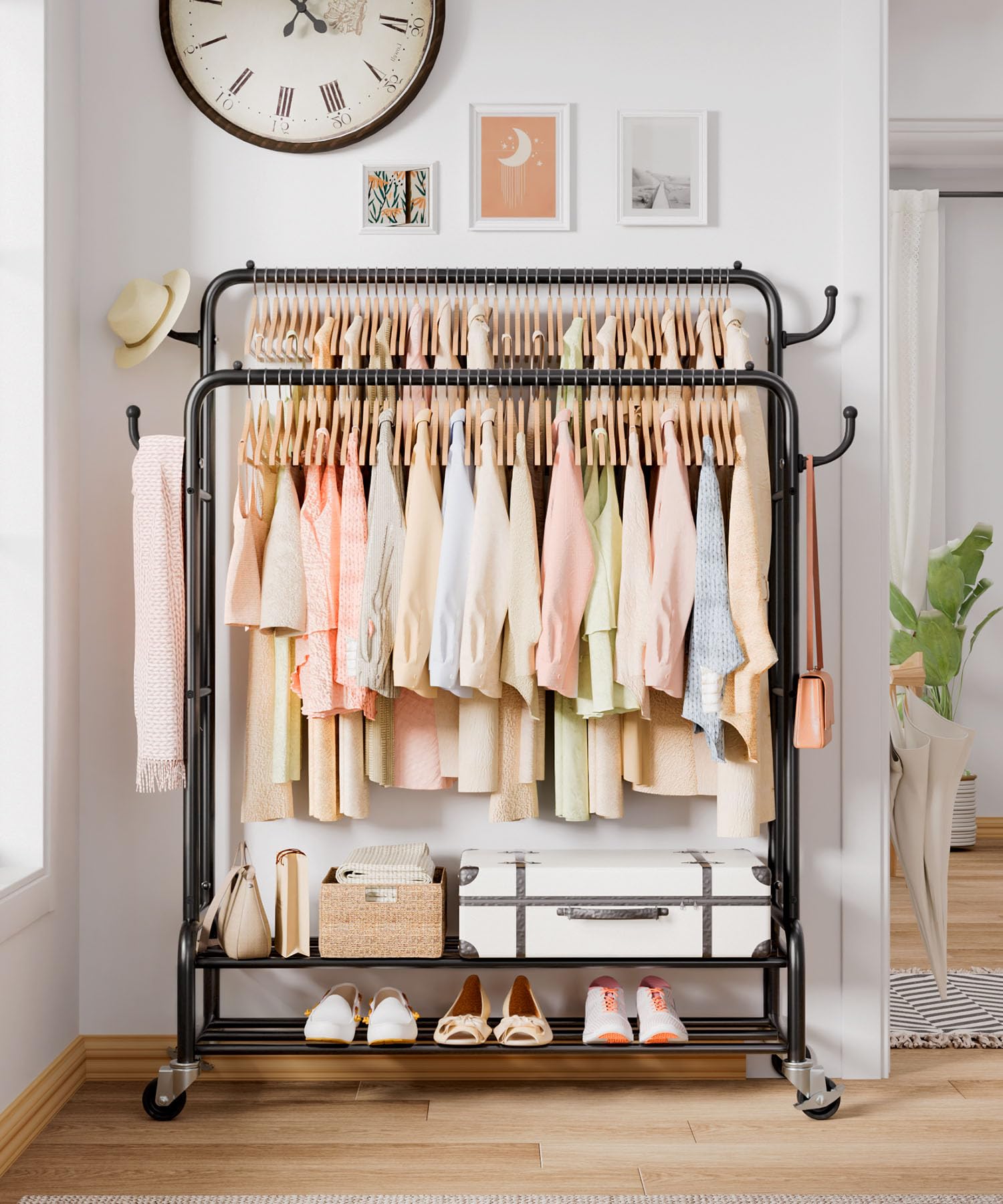 Homde heavy duty clothes rack assembly tools included simplifies setup.