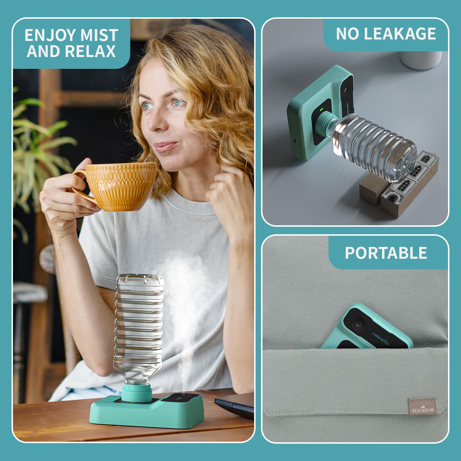 HOMDIS 5000mAh battery enables hours of wireless mist.