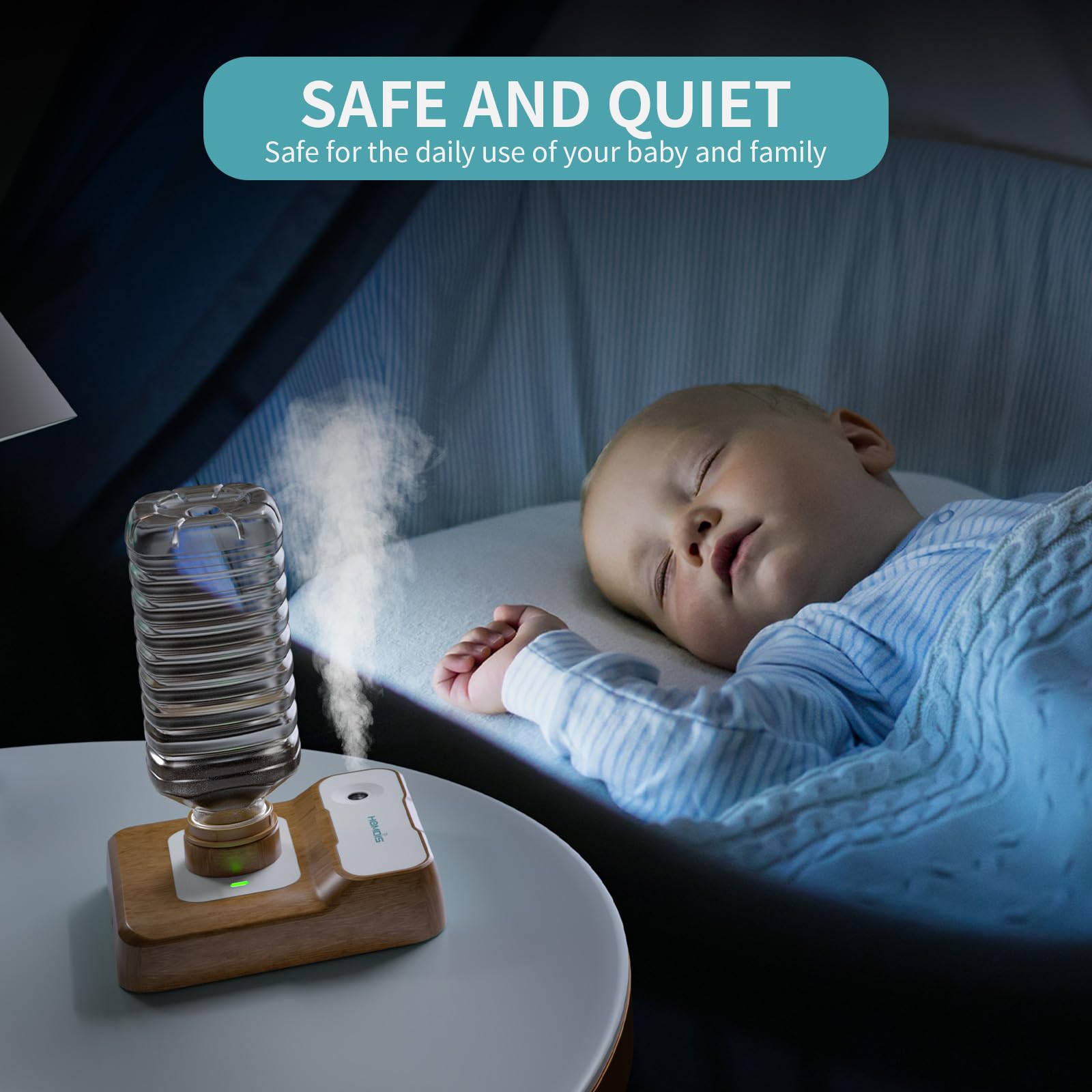 HOMDIS Travel Humidifier auto-off leakproof design ensures safe use.