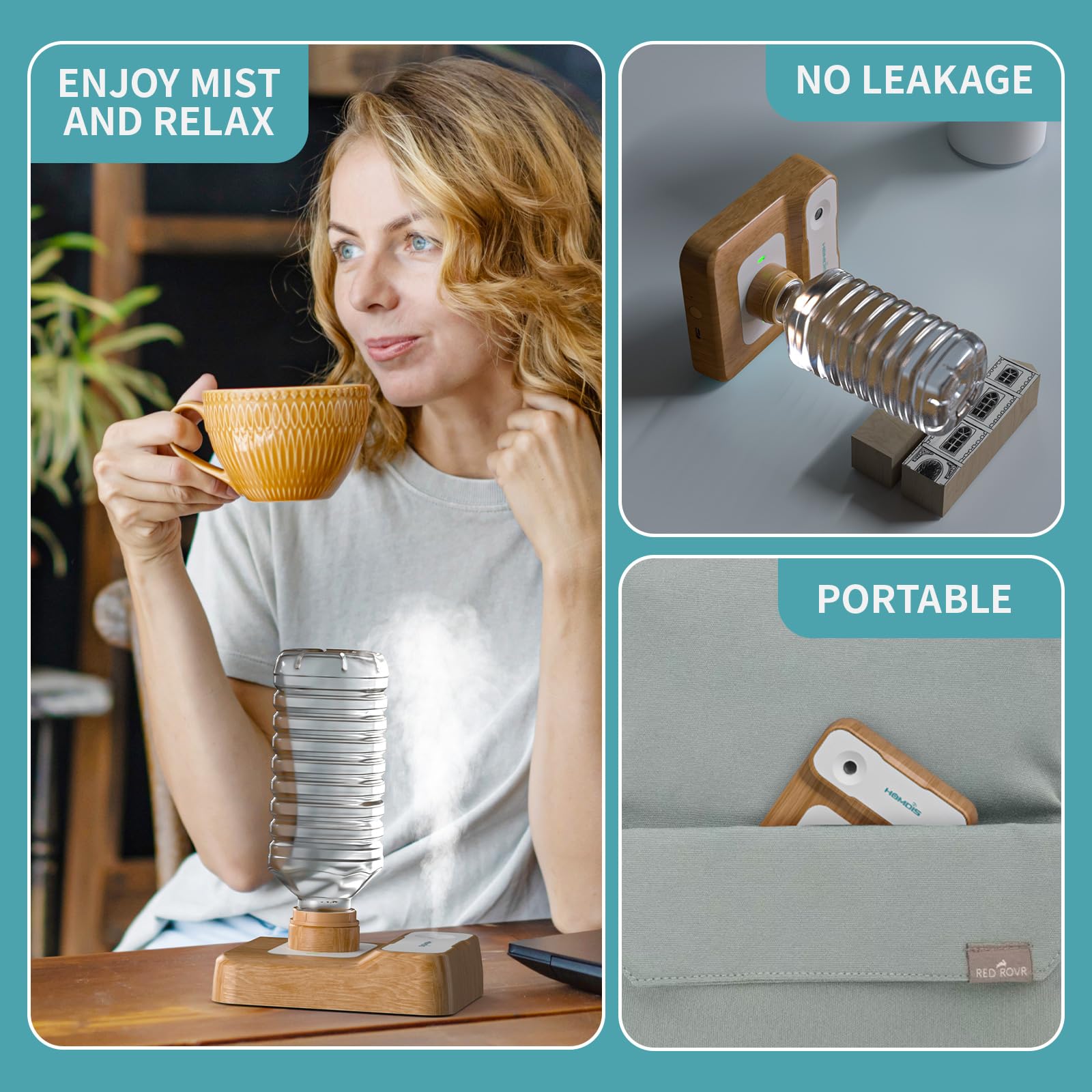 HOMDIS Travel Humidifier quiet operation at 23dB for peaceful spaces.