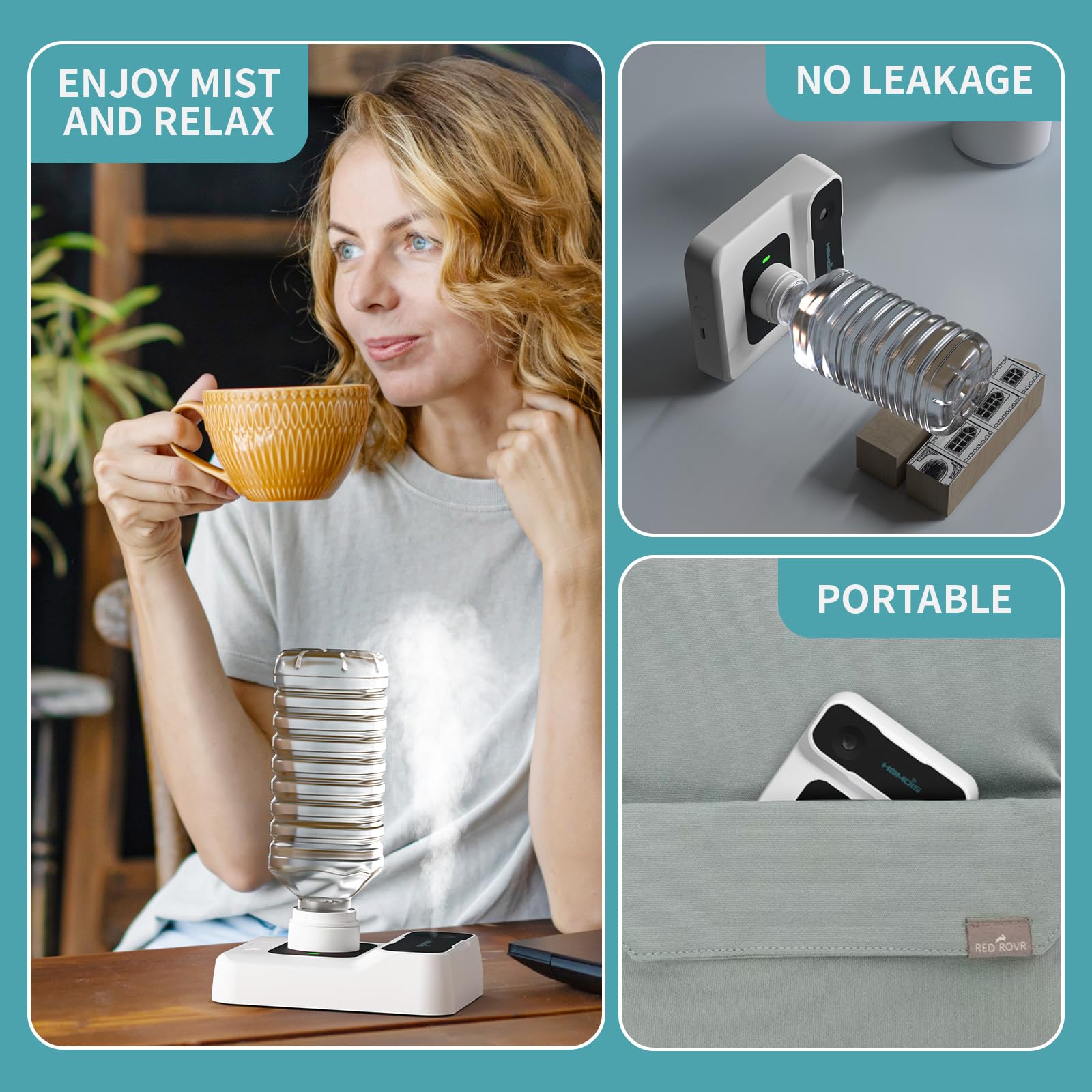 HOMDIS Travel Humidifier runs quietly, perfect for sleep, work, or hotel rooms.