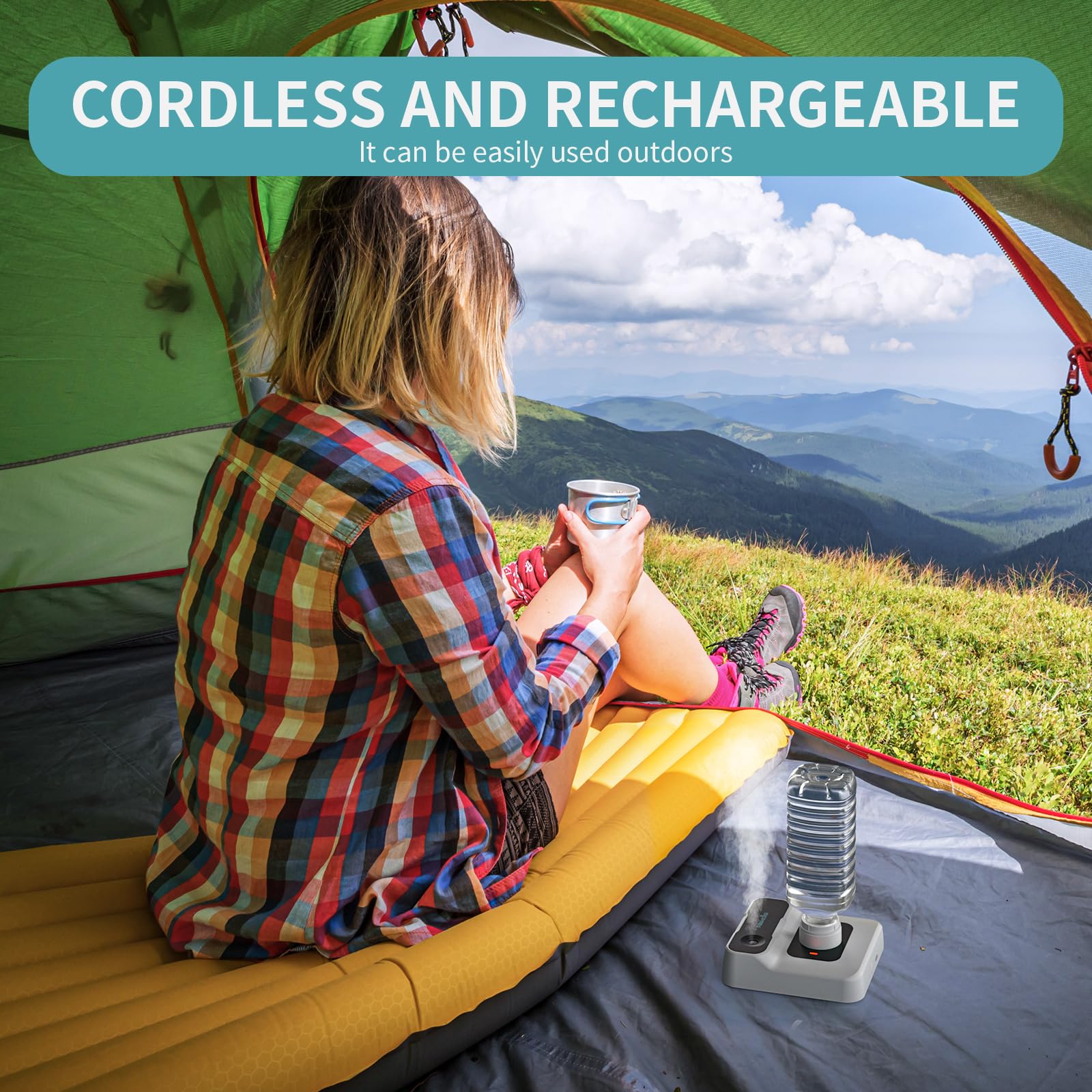 HOMDIS Travel Humidifier fits standard water bottles for easy setup.