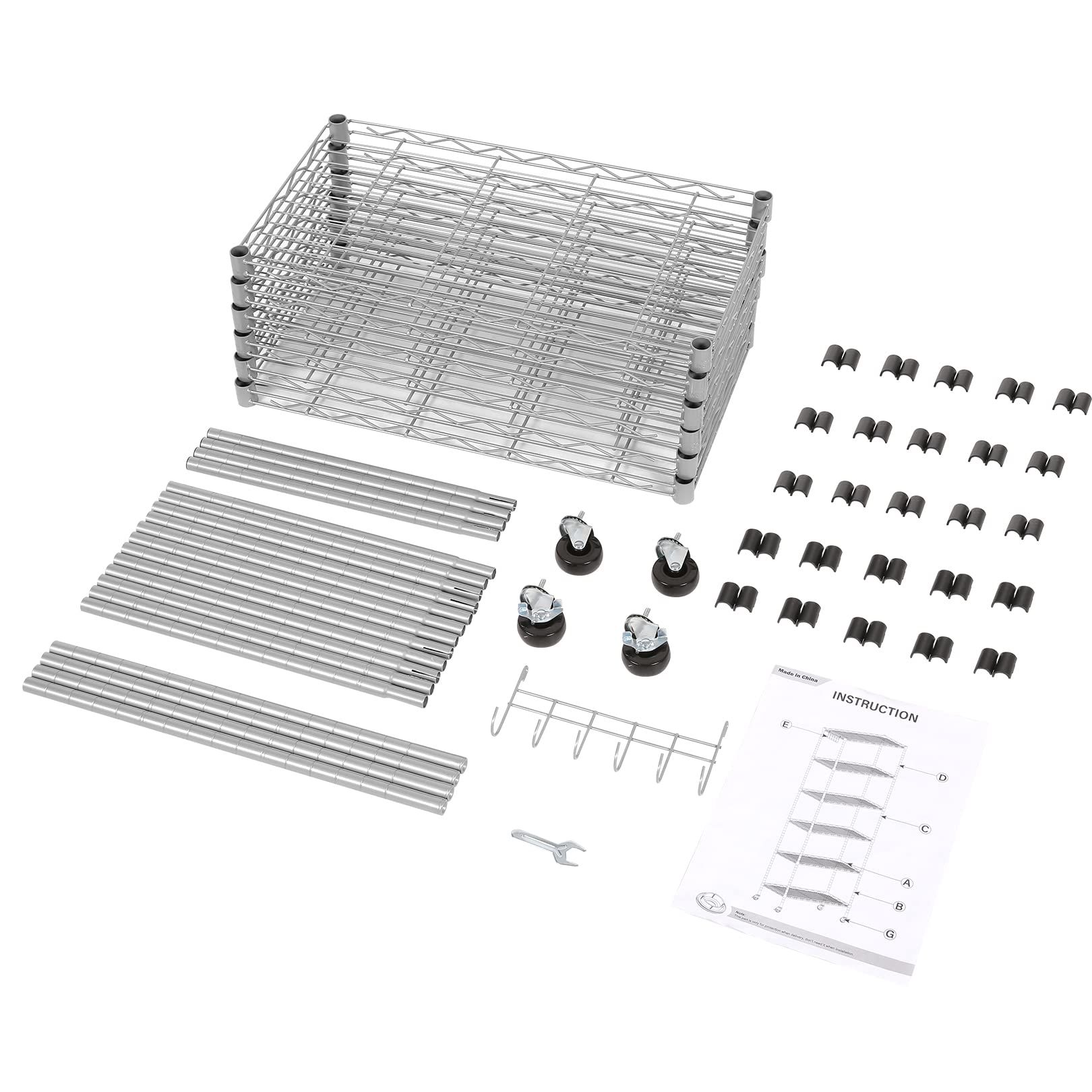 Homdox 6-tier shelving unit in home use, versatile for bedroom, bathroom, or garage.