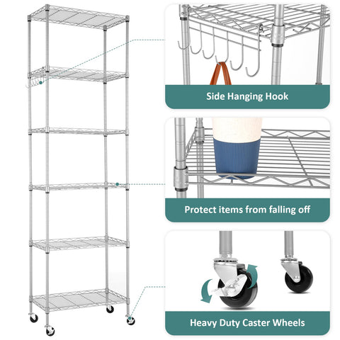Homdox 6-tier shelving unit kitchen tools storage, keeps utensils organized.