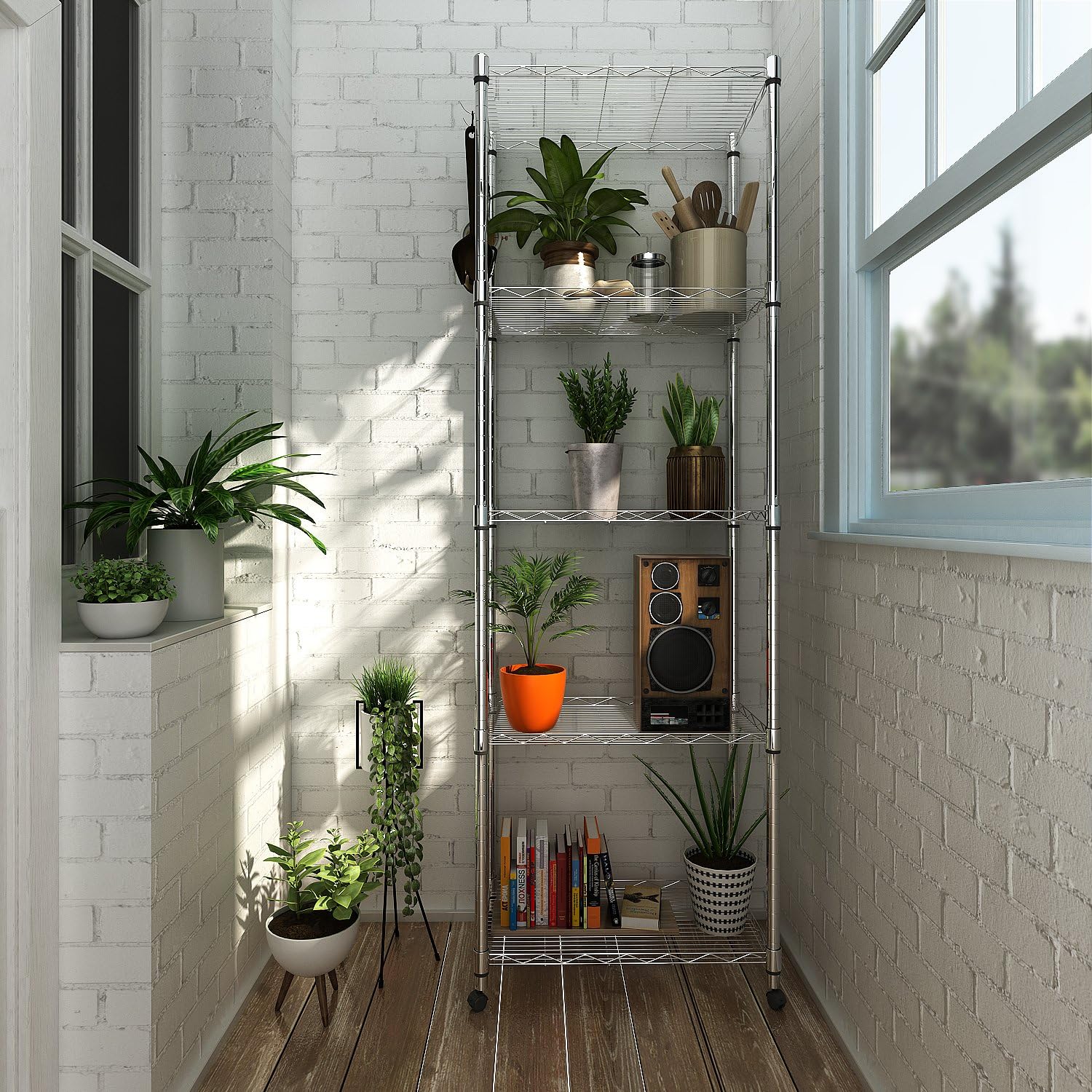 Homdox shelving on wheels at 72 inches tall for tall storage needs.