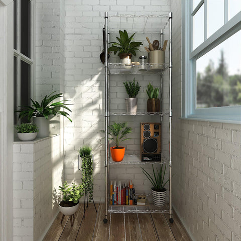 Homdox shelving on wheels at 72 inches tall for tall storage needs.